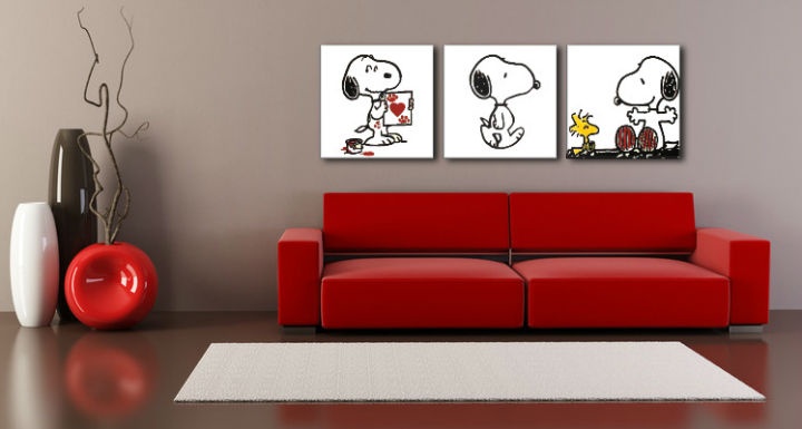 Levně Ručně malovaný obraz POP Art SNOOPY 3 dílný Snoopy
