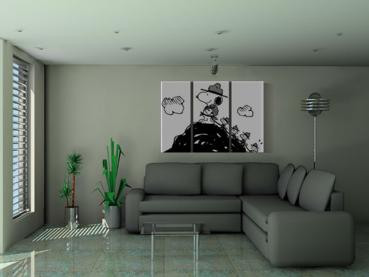 E-shop Ručne maľovaný POP Art obraz SNOOPY 3 dielny snoopy2