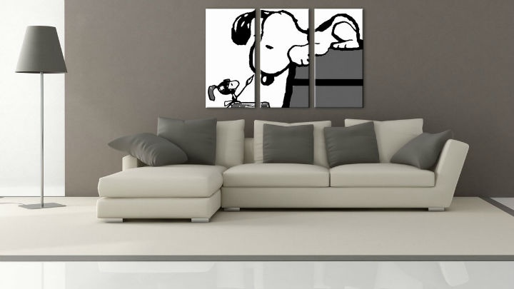E-shop Ručne maľovaný POP Art obraz SNOOPY 3 dielny snoopy3
