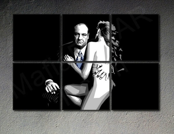 E-shop Ručne maľovaný POP Art obraz SOPRANOS 6 dielny sop2