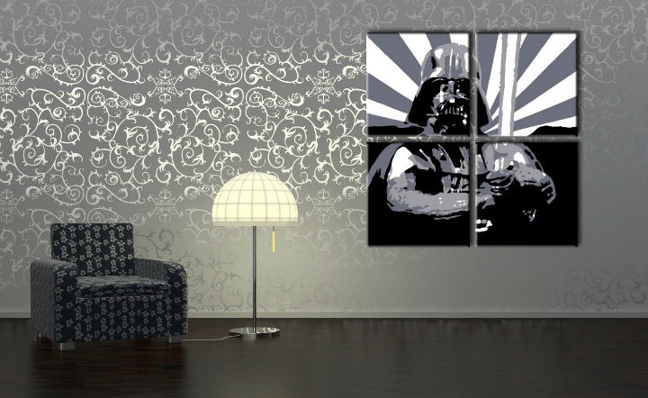 E-shop Ručne maľovaný POP Art obraz STAR WARS 4 dielny sw2
