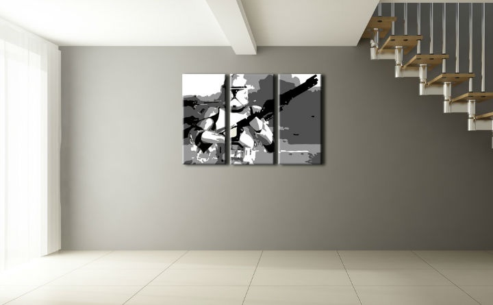 E-shop Ručne maľovaný POP Art obraz Star Wars 3 dielny sw3