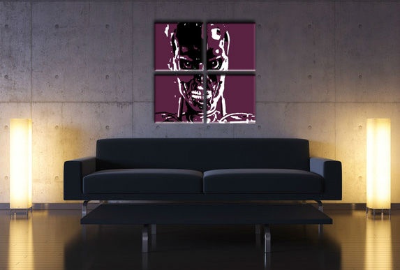 E-shop Ručne maľovaný POP Art obraz TERMINATOR 4 dielny ter